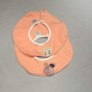 Peach Baby Bibs with Cute Animal Designs